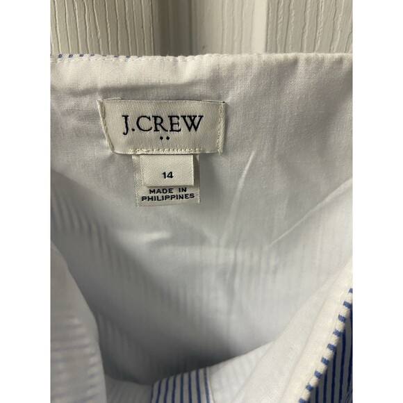 J Crew Factory Dress Size 14 Blue & White Stripe Seersucker Jumper Strappy - Picture 11 of 12
